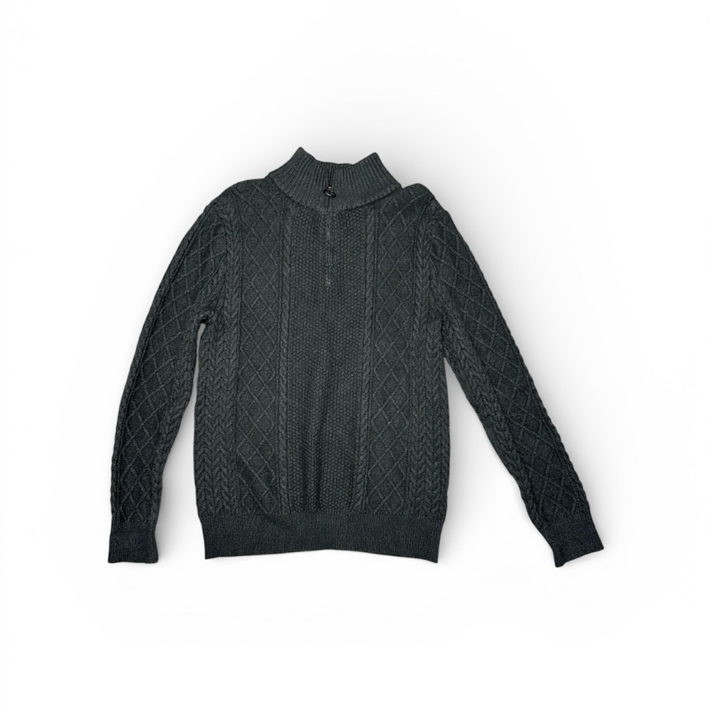 Men's Charcoal Zip-Up Cable Knit Sweater
